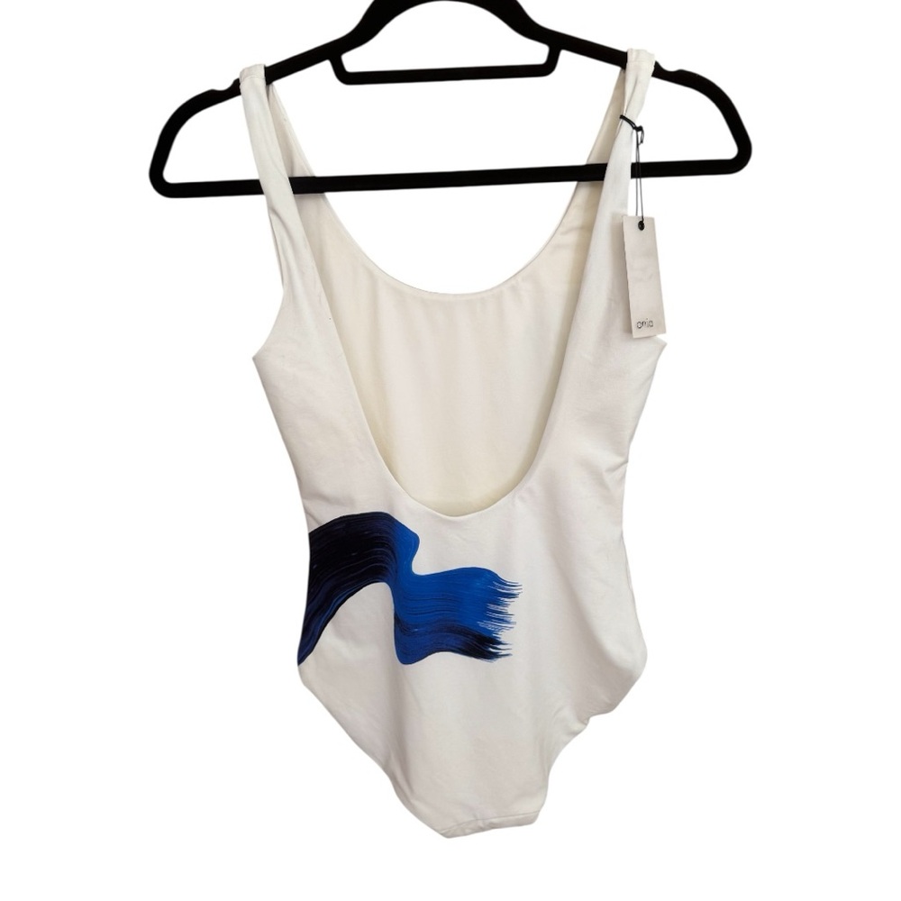Onia Kelly Scoop Neck Electric Current White One-Piece Swimsuit - Picture 3 of 9
